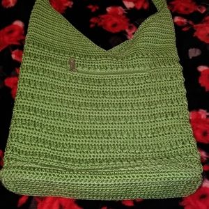 The SAK green crochet purse